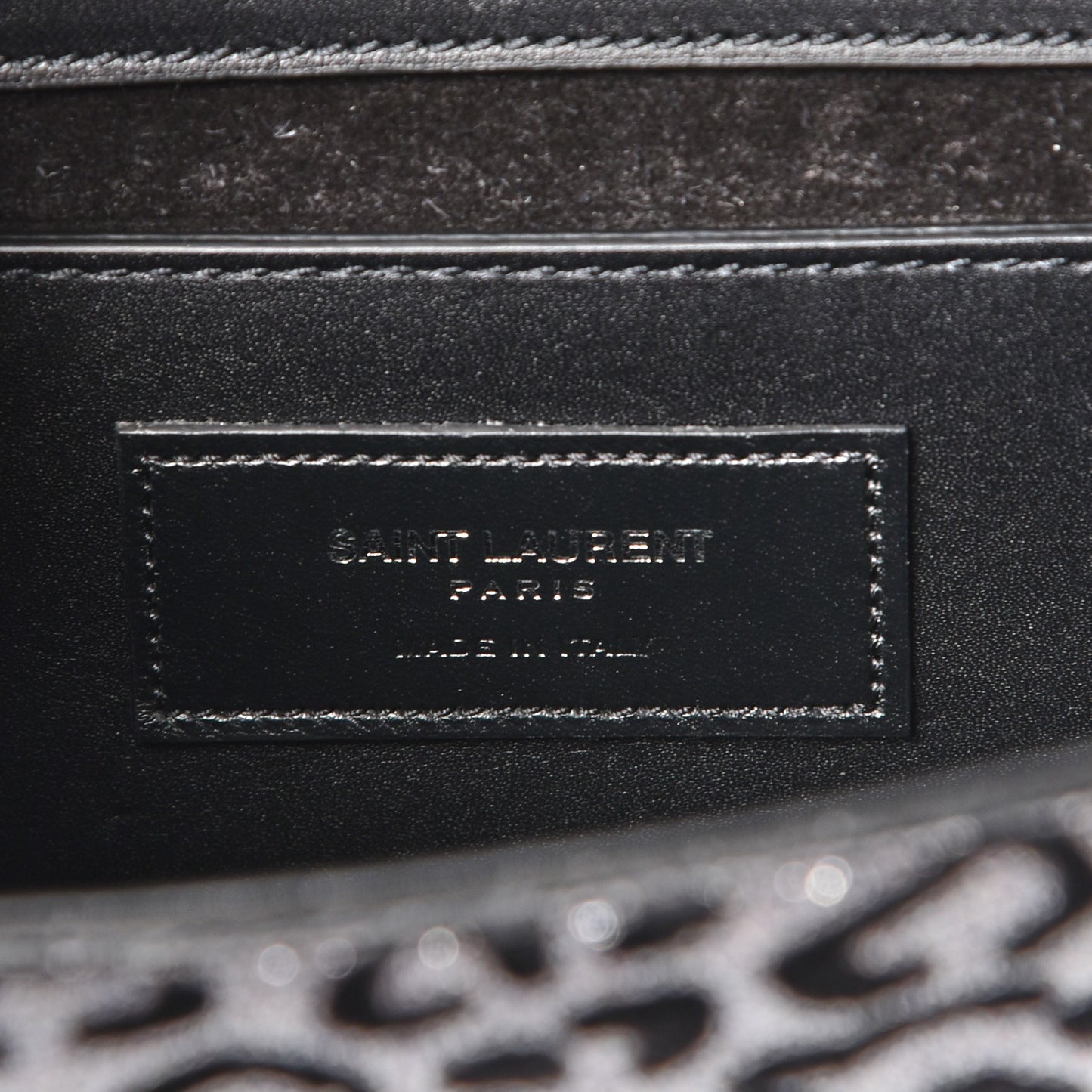 Glitter Leopard Small Monogram Kate Tassel Satchel Platine Black