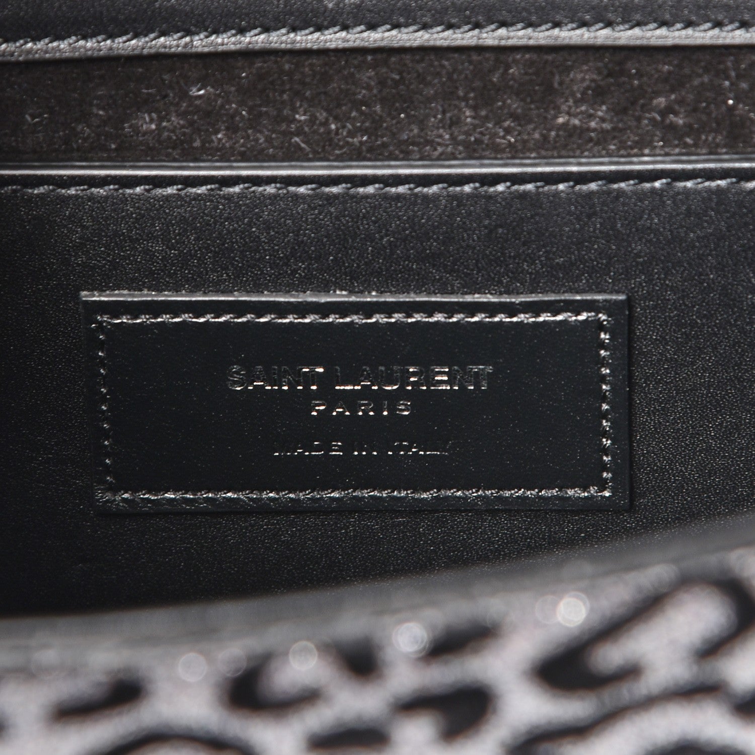 Saint Laurent Glitter Leopard Small Monogram Kate Tassel Satchel Platine Black 8 of 9
