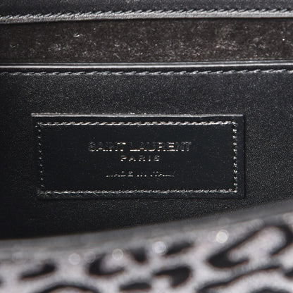 Saint Laurent Glitter Leopard Small Monogram Kate Tassel Satchel Platine Black 8 of 9