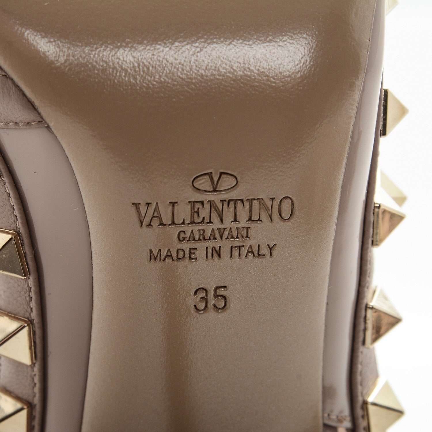 Valentino Garavani Patent Rockstud Ankle Strap Pumps 35 Poudre 6 of 7
