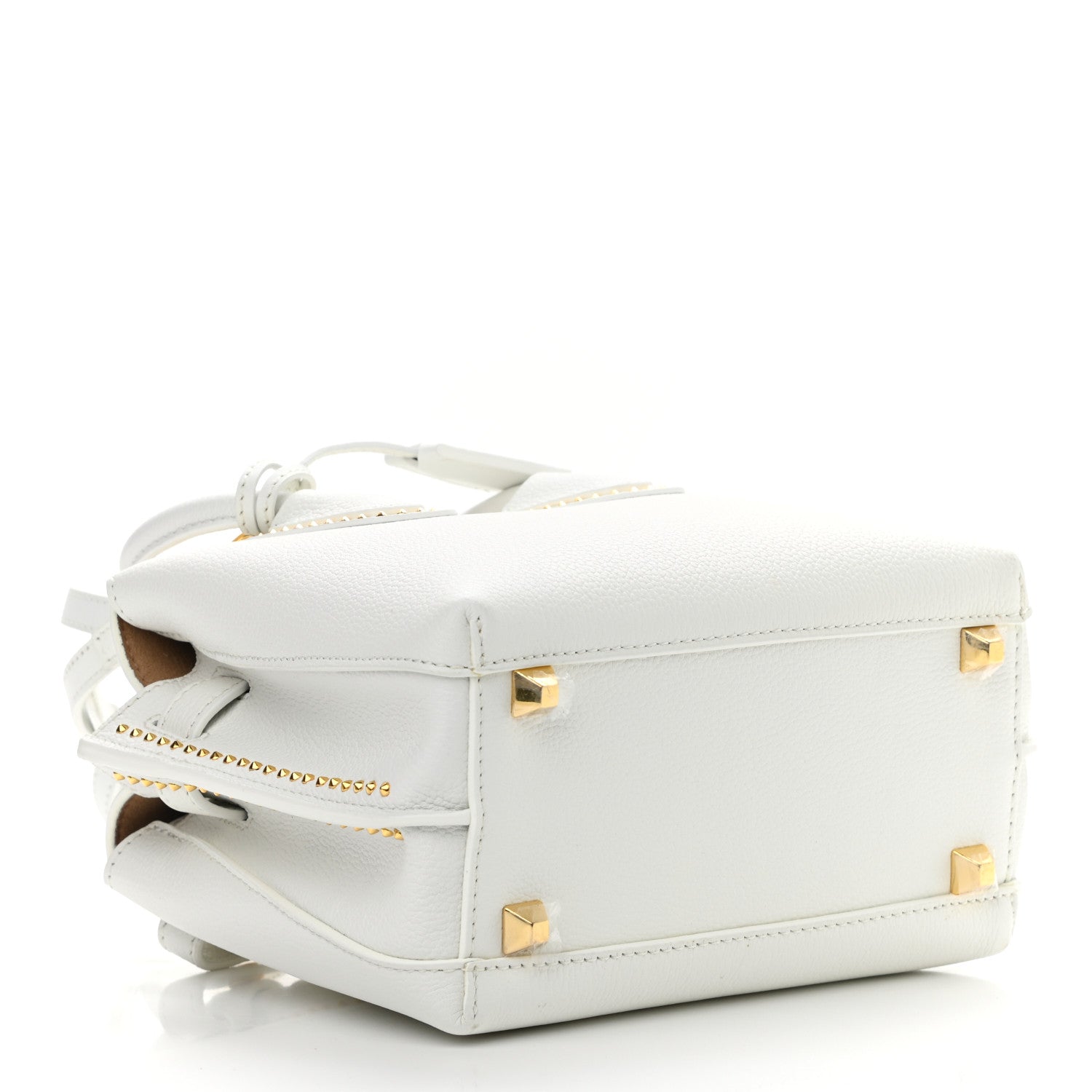 MCM Grained Calfskin Studded Mini Milla Tote White 4 of 12