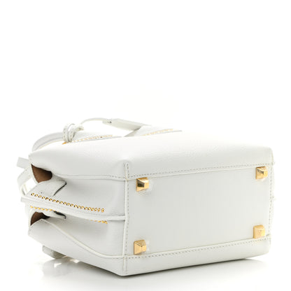MCM Grained Calfskin Studded Mini Milla Tote White 4 of 12