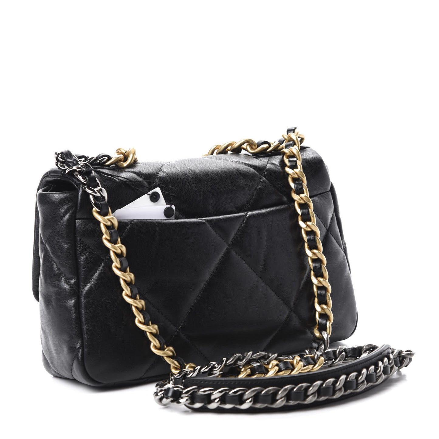 Goatskin Quilted Medium 19 Flap Black