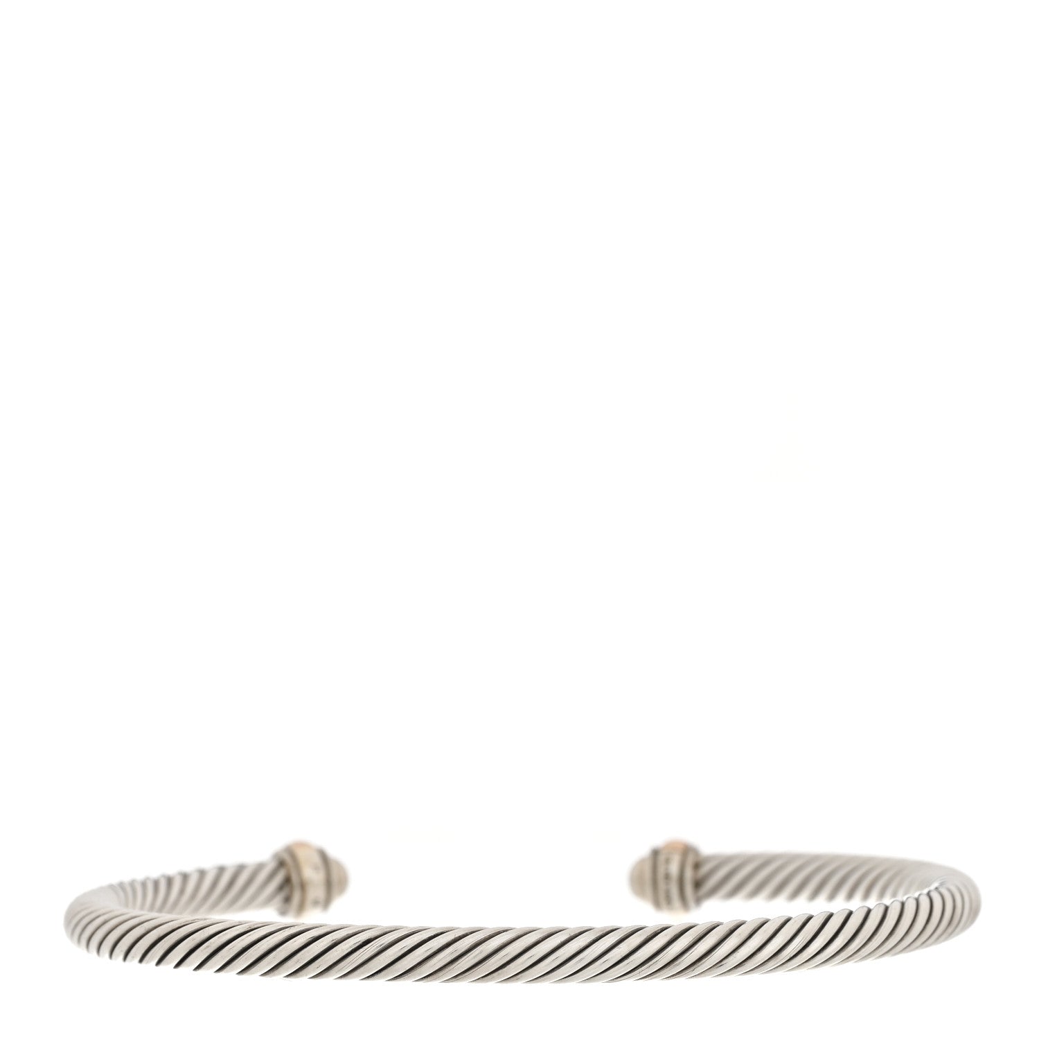 David Yurman Sterling Silver 18K Yellow Gold 4mm Cable Classics Bracelet 2 of 4