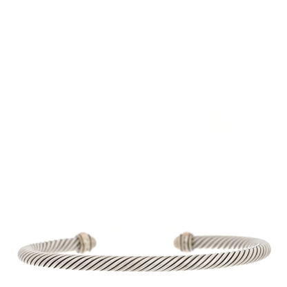 David Yurman Sterling Silver 18K Yellow Gold 4mm Cable Classics Bracelet 2 of 4