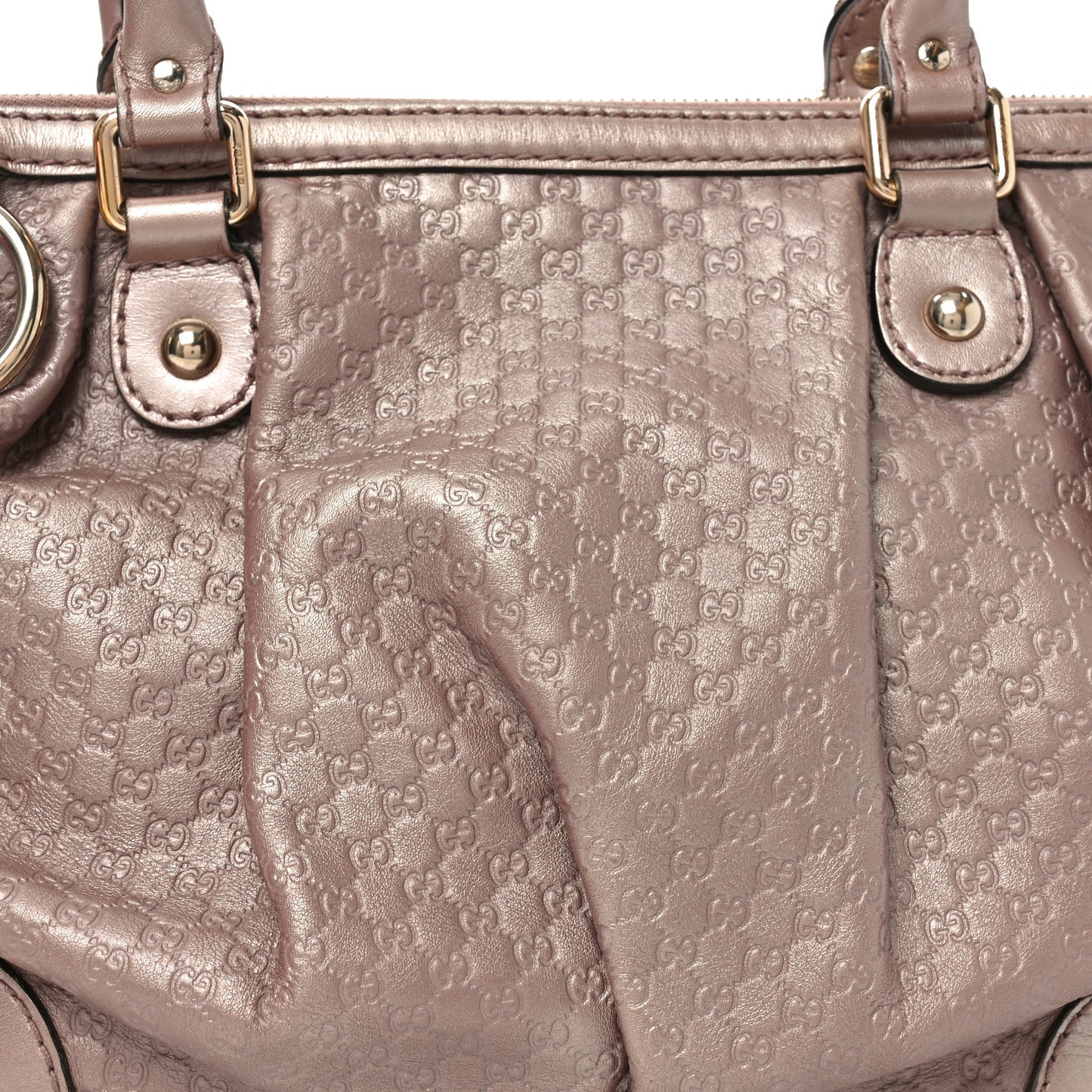 Metallic Microguccissima Medium Sukey Top Handle Bag Dark Cipria