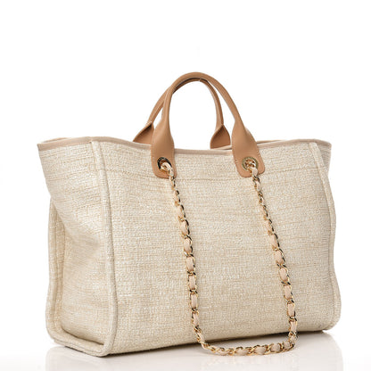 Chanel Canvas Large Deauville Tote Light Beige 4 of 8