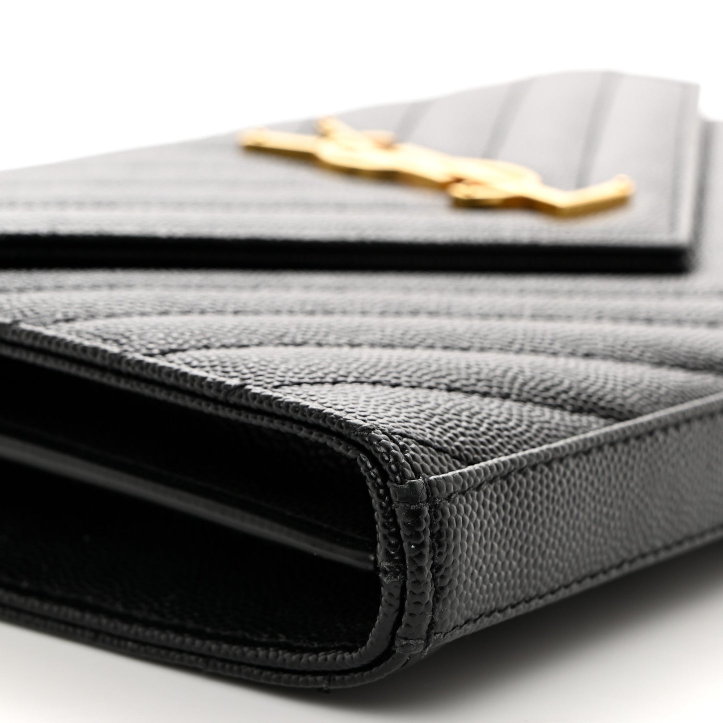 Grain De Poudre Matelasse Chevron Monogram Chain Wallet Black