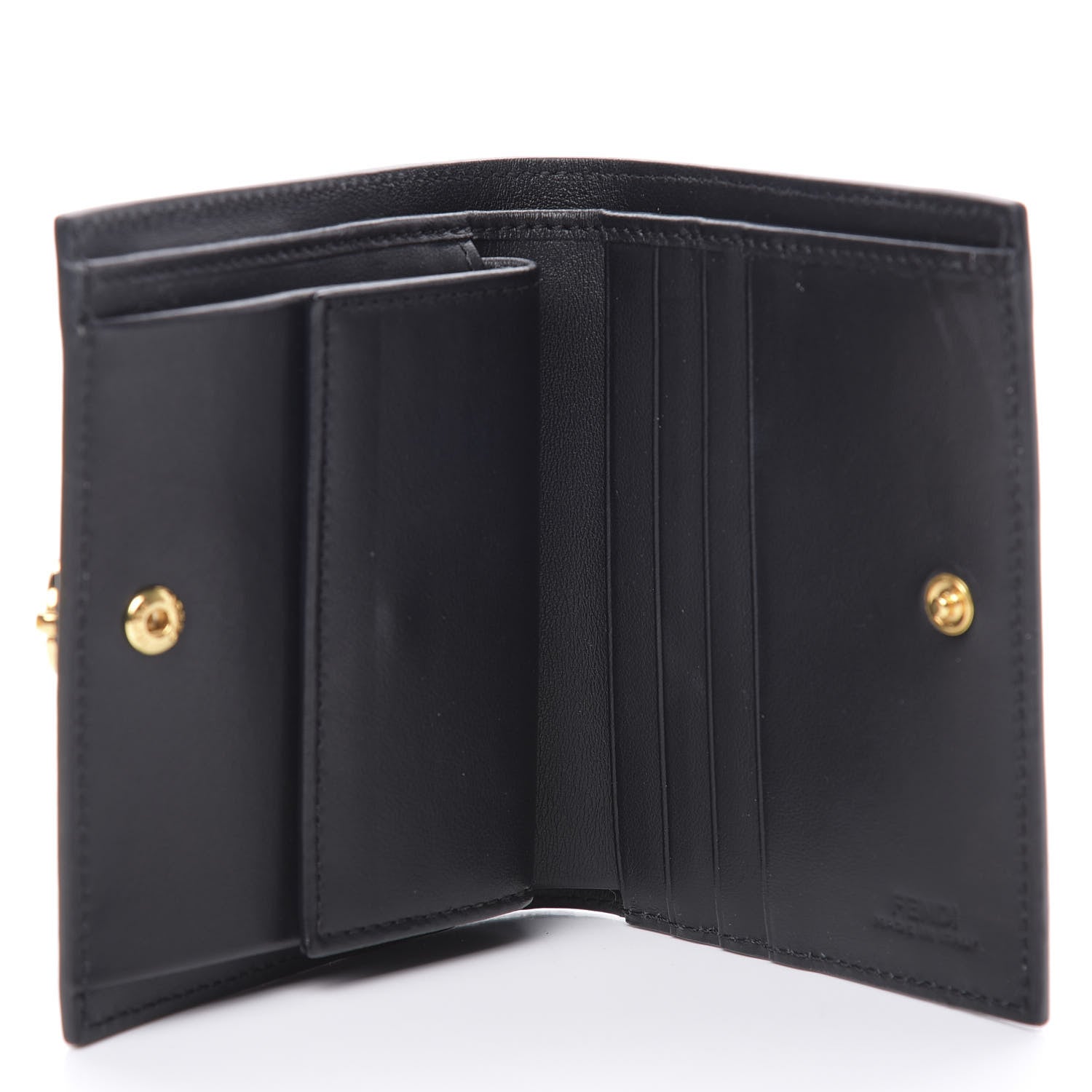Fendi Vitello Liberty Century Lucido By The Way Compact Bi-Fold Wallet Black 5 of 9