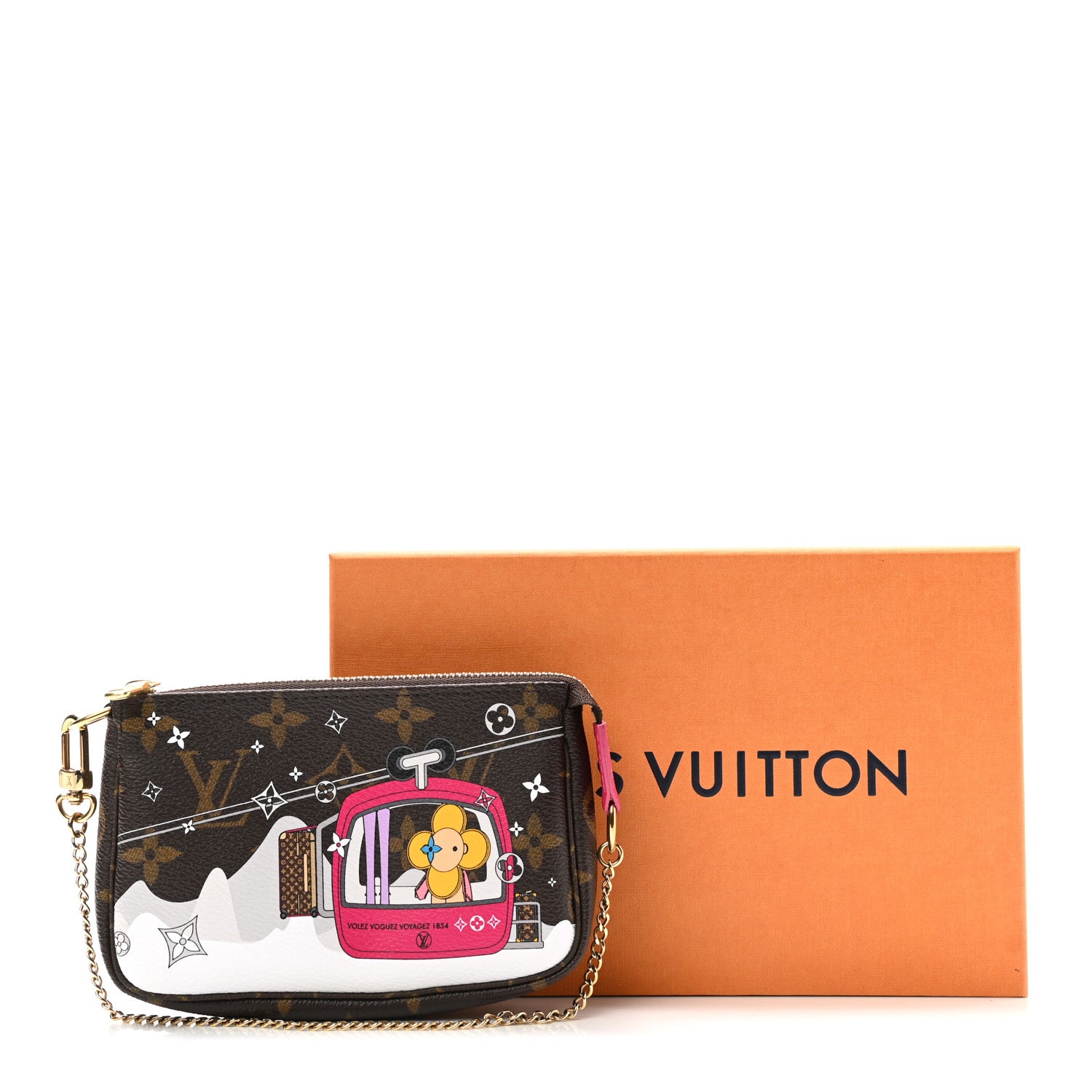 Louis Vuitton Monogram 2019 Christmas Animation Mini Courchevel Pochette Accessories Fuchsia 8 of 8