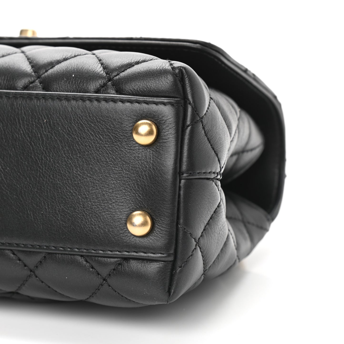 Calfskin Strass Quilted Mini Coco Handle Flap Black