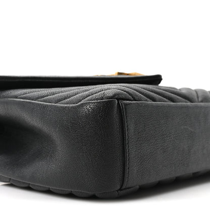 Saint Laurent Sheepskin Matelasse Chevron Monogram Medium College Bag Black 8 of 9