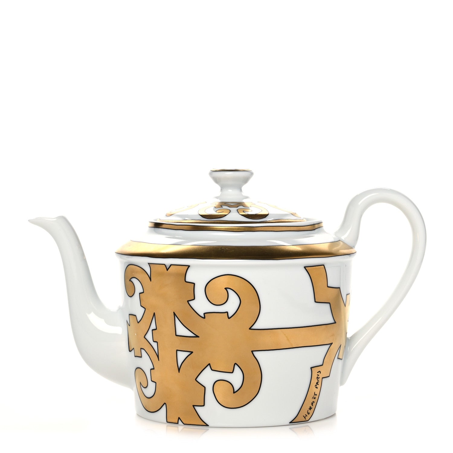 Hermes Porcelain Balcon du Guadalquivir Coffee Tea Pot Gold 1 of 9