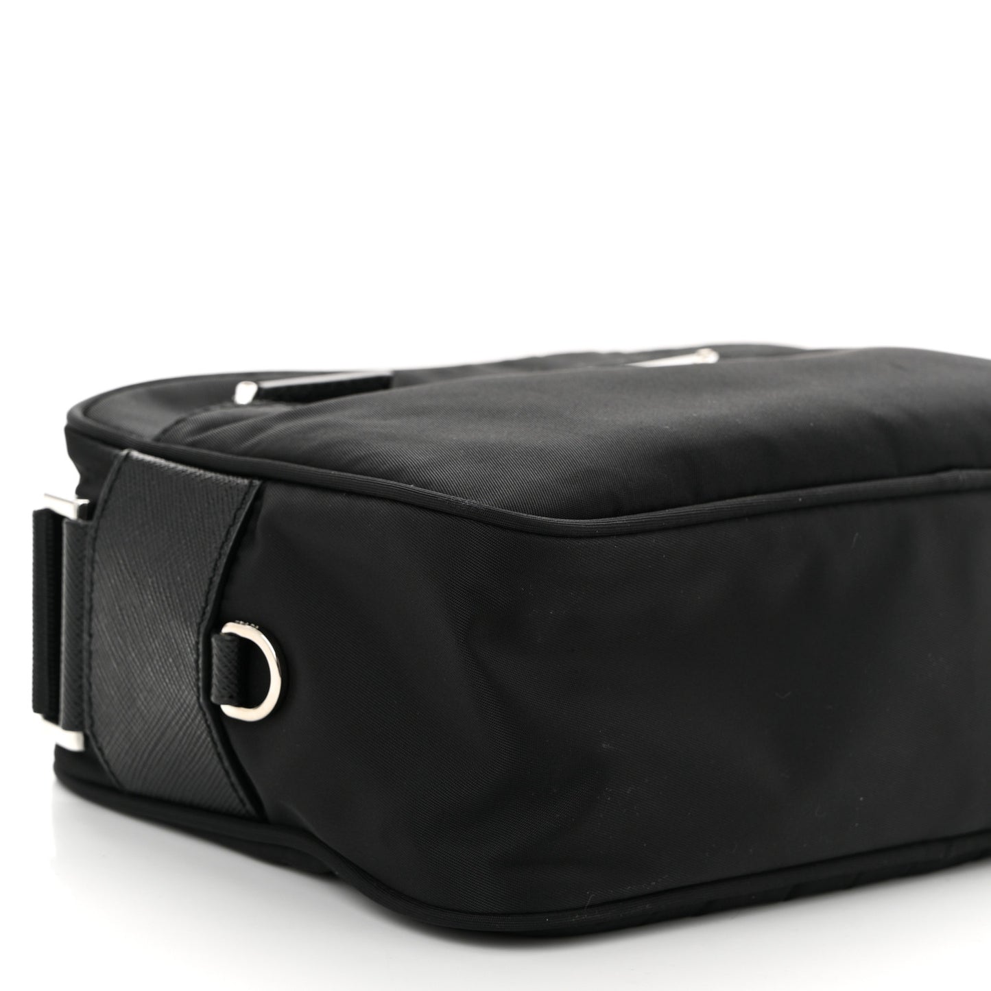 Tessuto Saffiano Pocket Double Zip Shoulder Bag Black