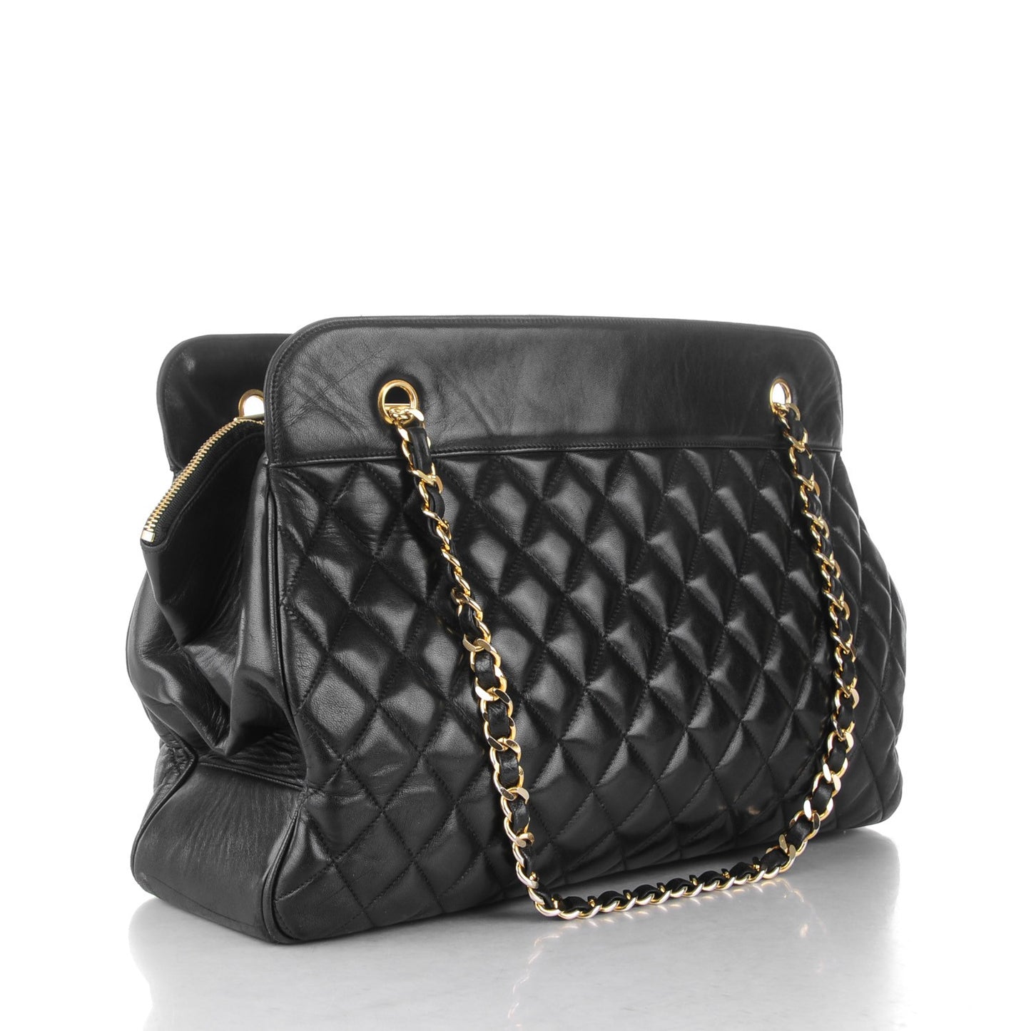 Lambskin Quilted Shoulder Bag Black