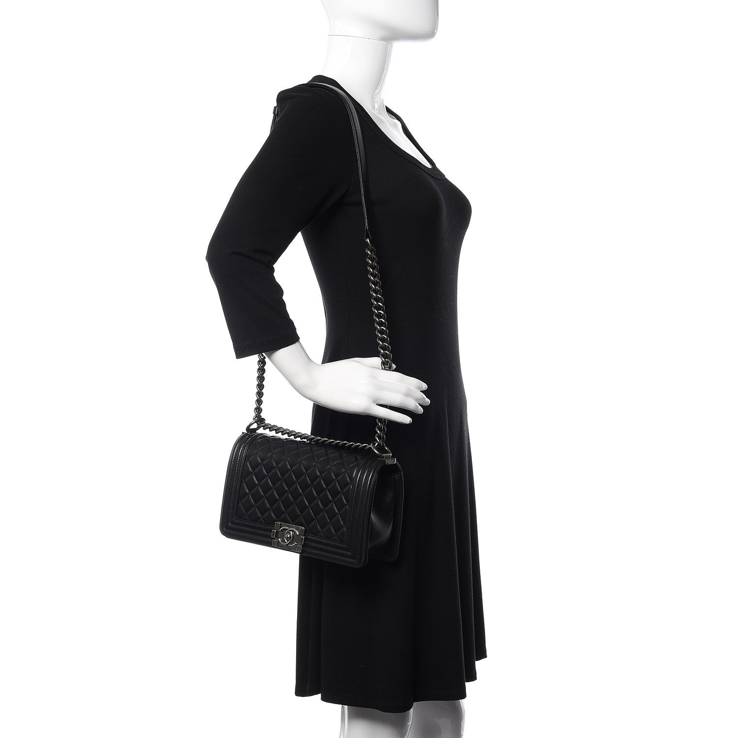 Chanel Lambskin Quilted Medium Boy Flap Black 2 of 11