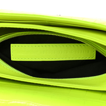 Balenciaga Shiny Extra Supple Calfskin Crocodile Embossed Small Triplet Bag Fluo Yellow 7 of 10