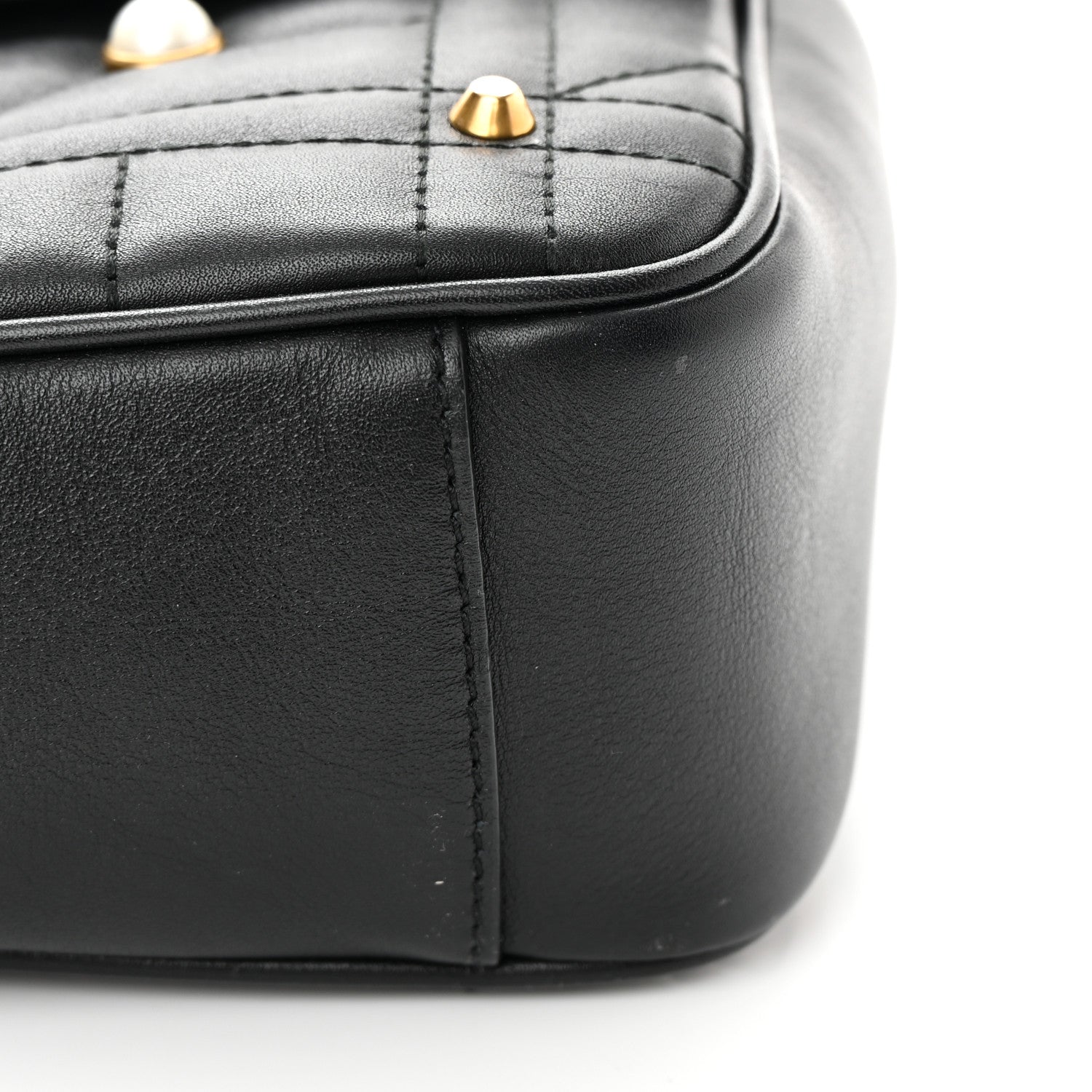 Gucci Calfskin Matelasse Studded Small Pearly GG Marmont Shoulder Bag Black 14 of 15