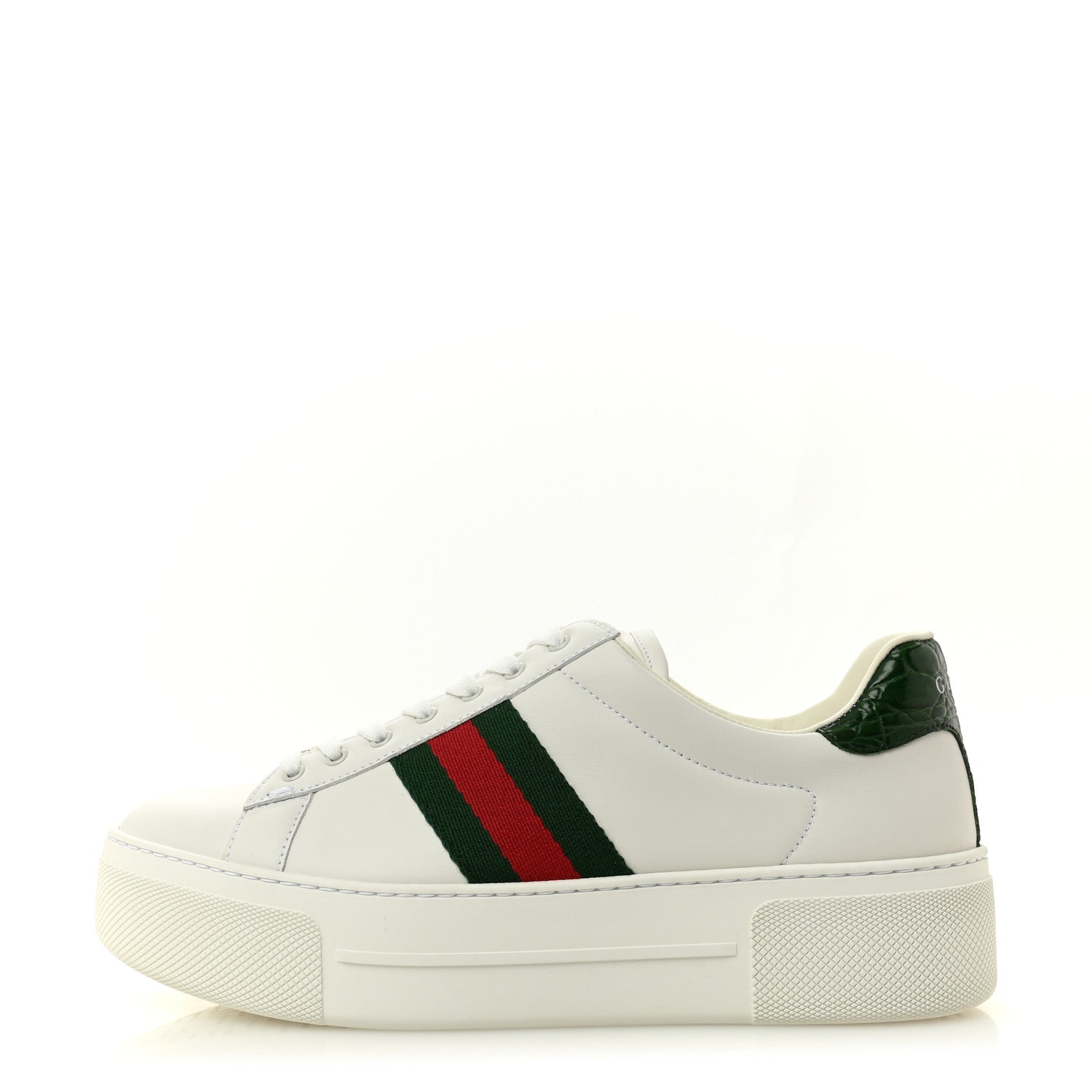 Gucci Ultralight Plume Calfskin Web Womens Ace Platform Sneakers 39.5 White 1 of 10