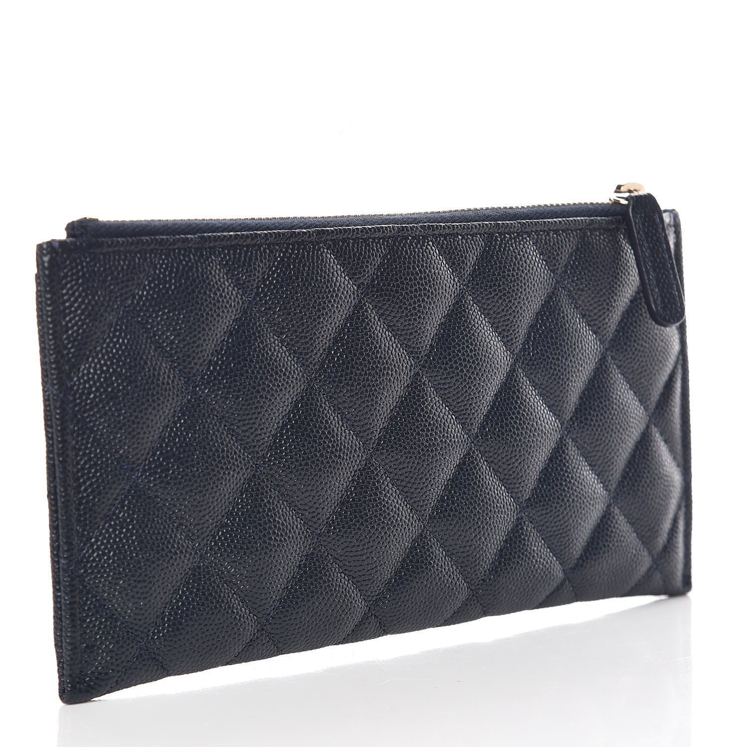 Chanel Iridescent Caviar Quilted Classic Zip Pouch Navy 3 of 8