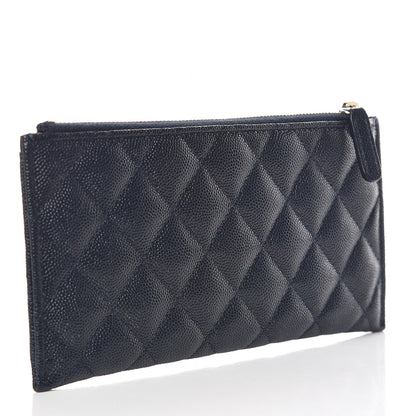 Chanel Iridescent Caviar Quilted Classic Zip Pouch Navy 3 of 8