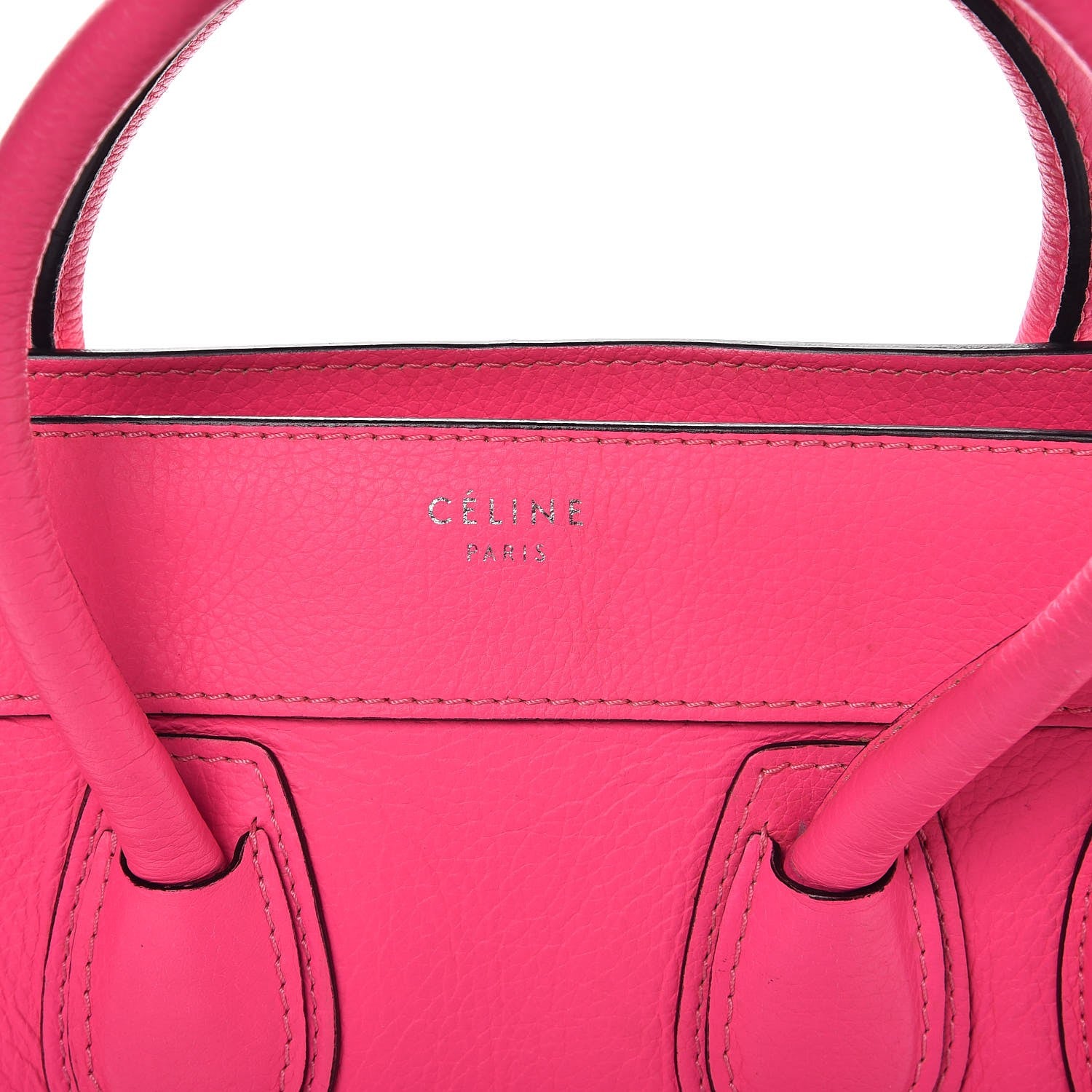 Celine Drummed Calfskin Micro Luggage Fluo Pink 6 of 13