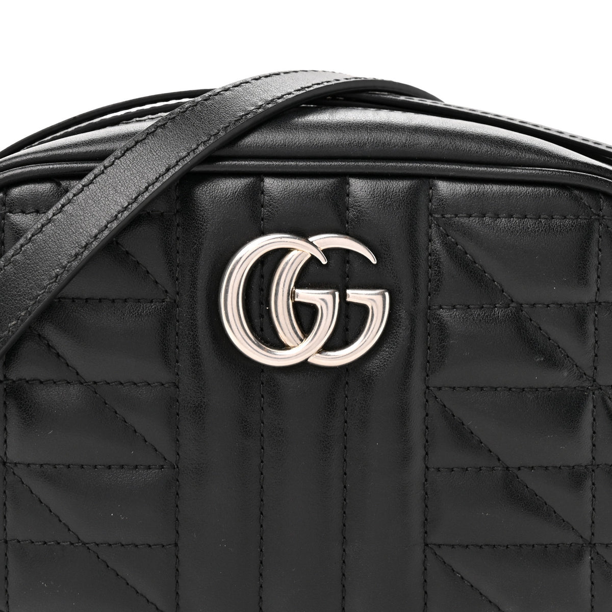 Calfskin Matelasse Aria Mini GG Marmont Chain Shoulder Bag Black