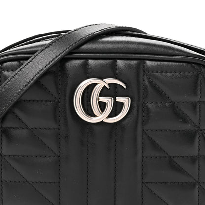 Gucci Calfskin Matelasse Aria Mini GG Marmont Chain Shoulder Bag Black 8 of 13