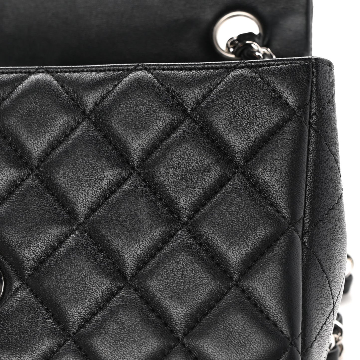 Lambskin Quilted Mini Rectangular Flap Black
