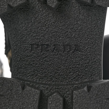 Prada Spazzolato Rois Re-Nylon Metal Triangle Logo Monolith Pouch Pocket 55mm Tall Combat Boots 36 Black 6 of 7