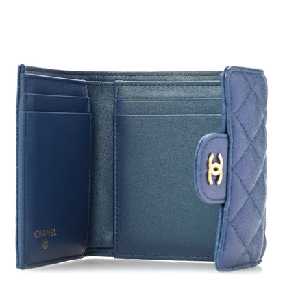 Chanel Iridescent Caviar Flap Quilted Card Holder Wallet Dark Blue 5 of 11