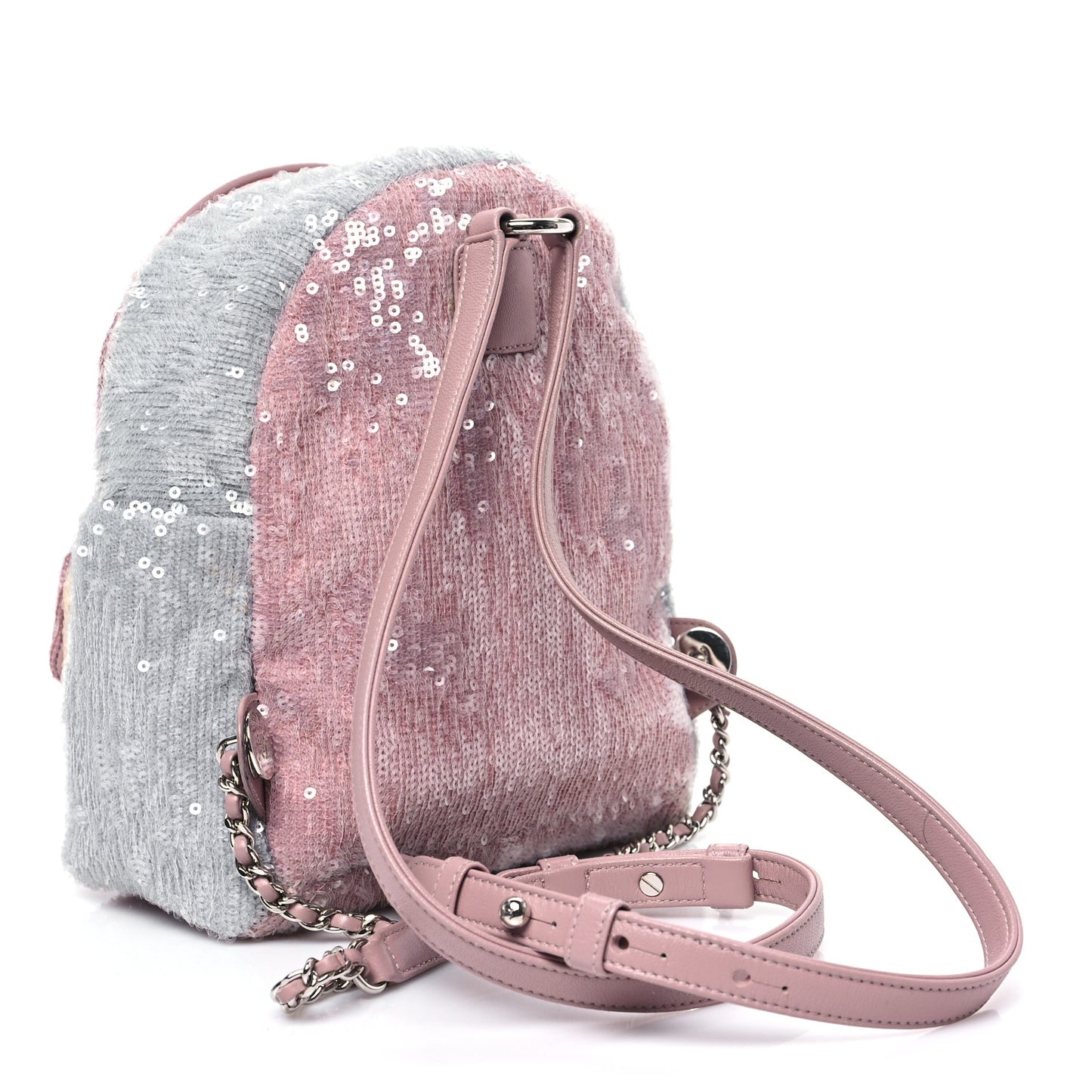 Sequin Tri-color Waterfall Backpack Pink Beige Grey