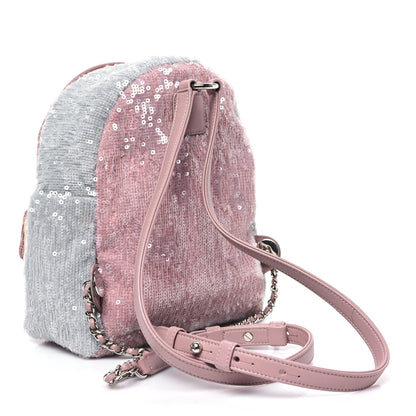 Chanel Sequin Tri-color Waterfall Backpack Pink Beige Grey 3 of 10
