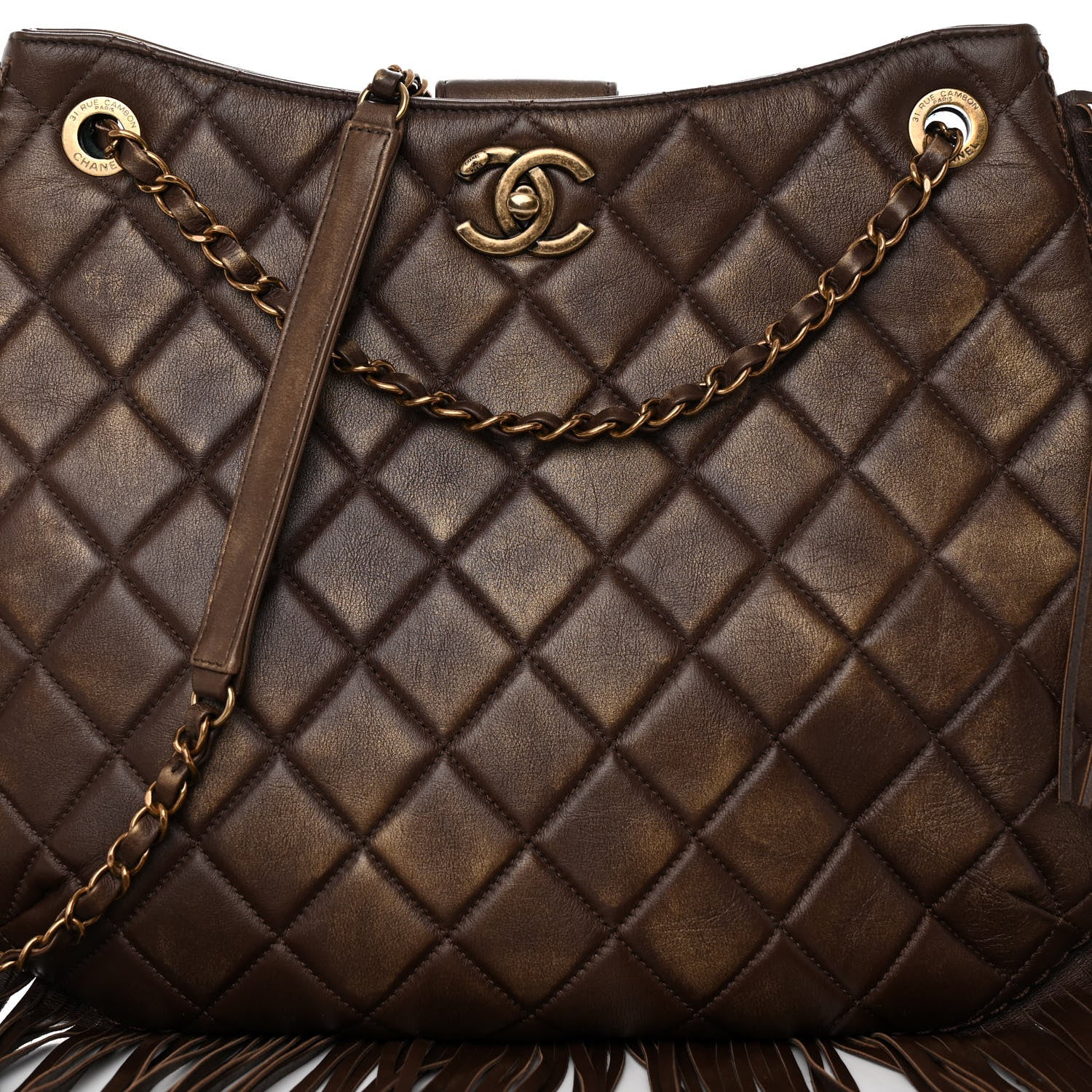 Chanel Calfskin Quilted Into The Fringe Hobo Brown 8 of 10