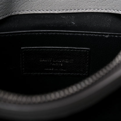 Saint Laurent Sheepskin Matelasse Chevron Monogram Medium College Bag Granite 7 of 16
