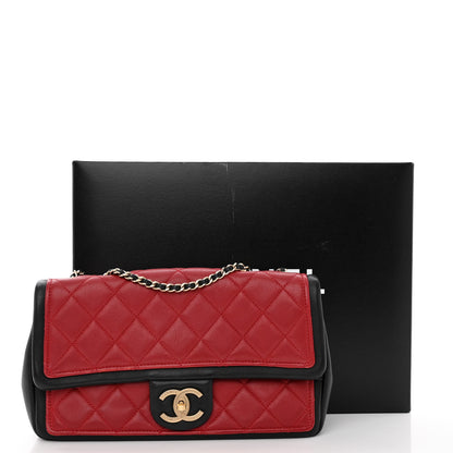 Chanel Calfskin Quilted Medium Graphic Flap Red Black 11 of 11