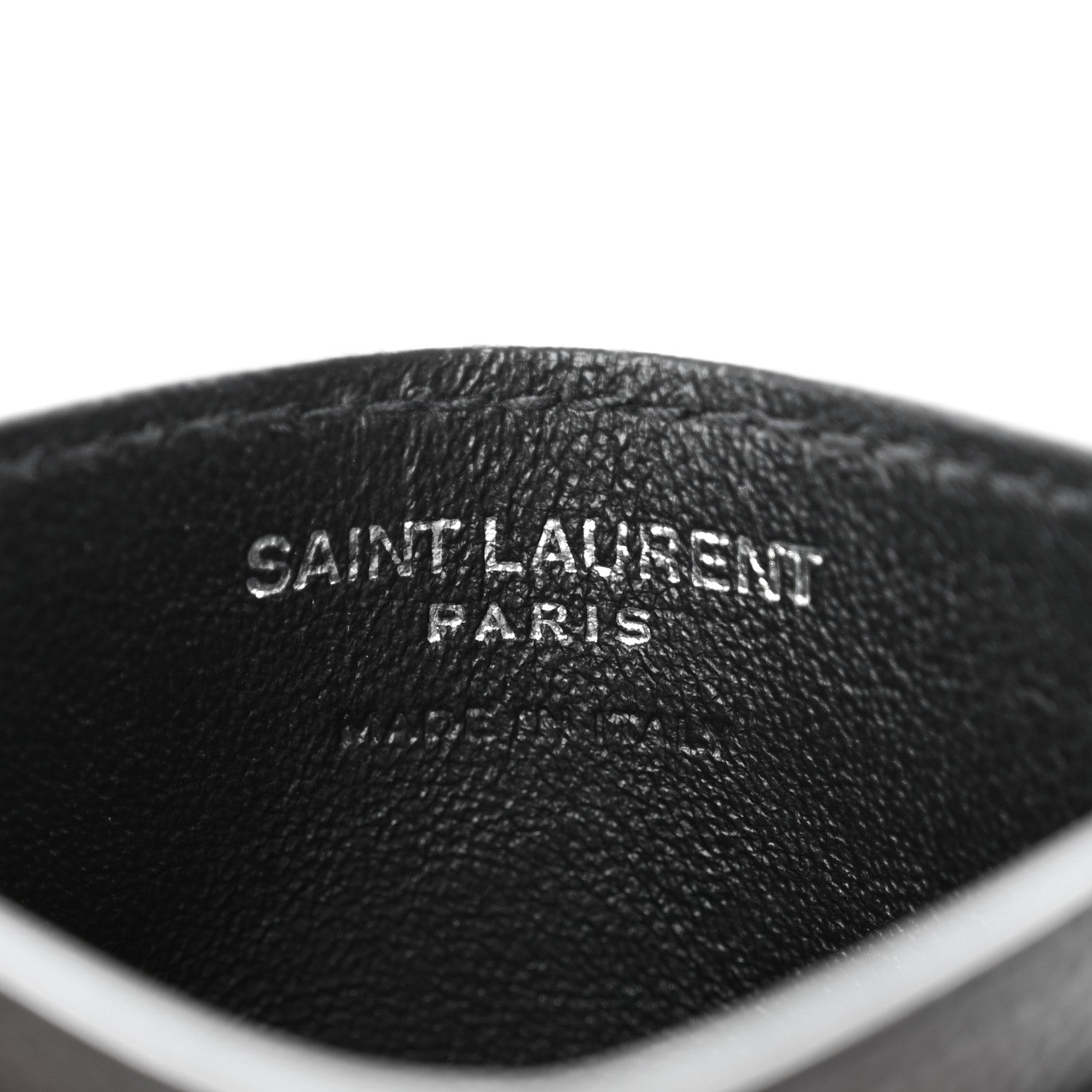 Saint Laurent Grain De Poudre Matelasse Chevron Monogram Credit Card Case Black 6 of 6