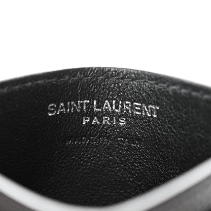 Saint Laurent Grain De Poudre Matelasse Chevron Monogram Credit Card Case Black 6 of 6