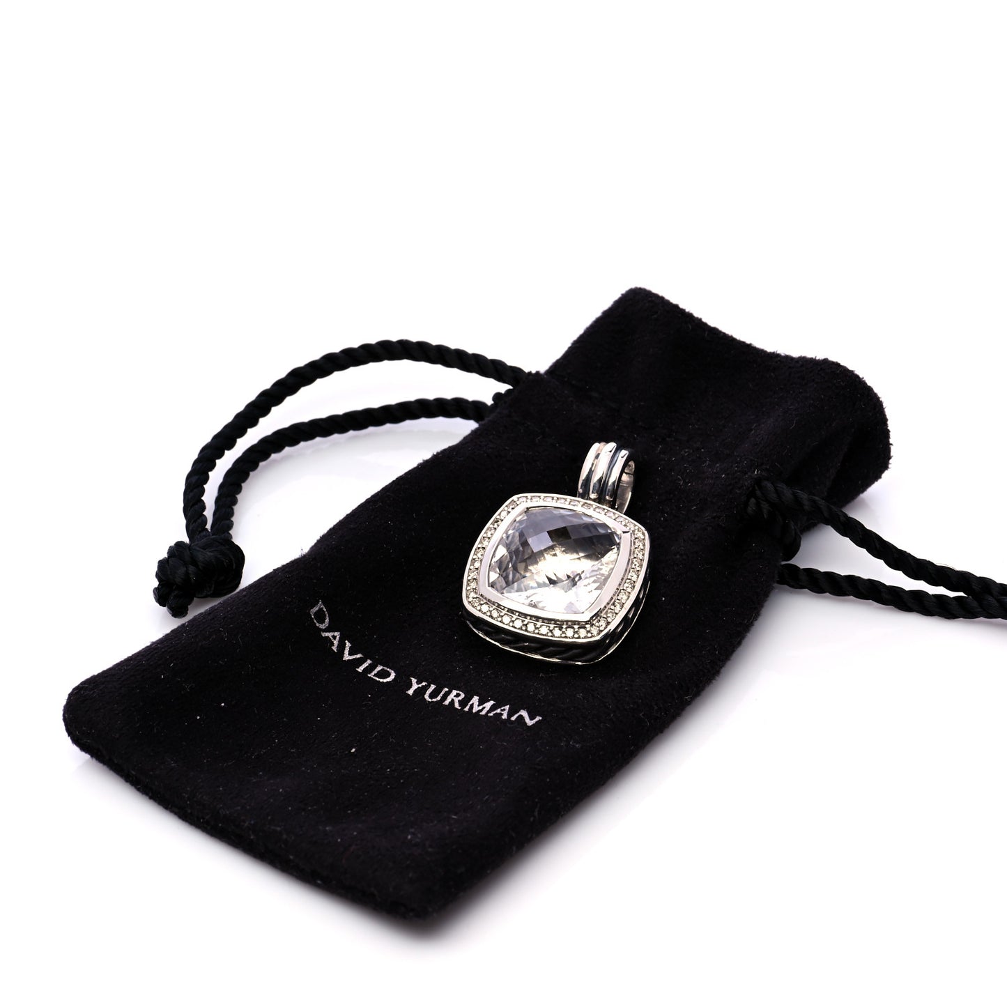Sterling Silver Diamond Quartz 14mm Albion Enhancer Pendant