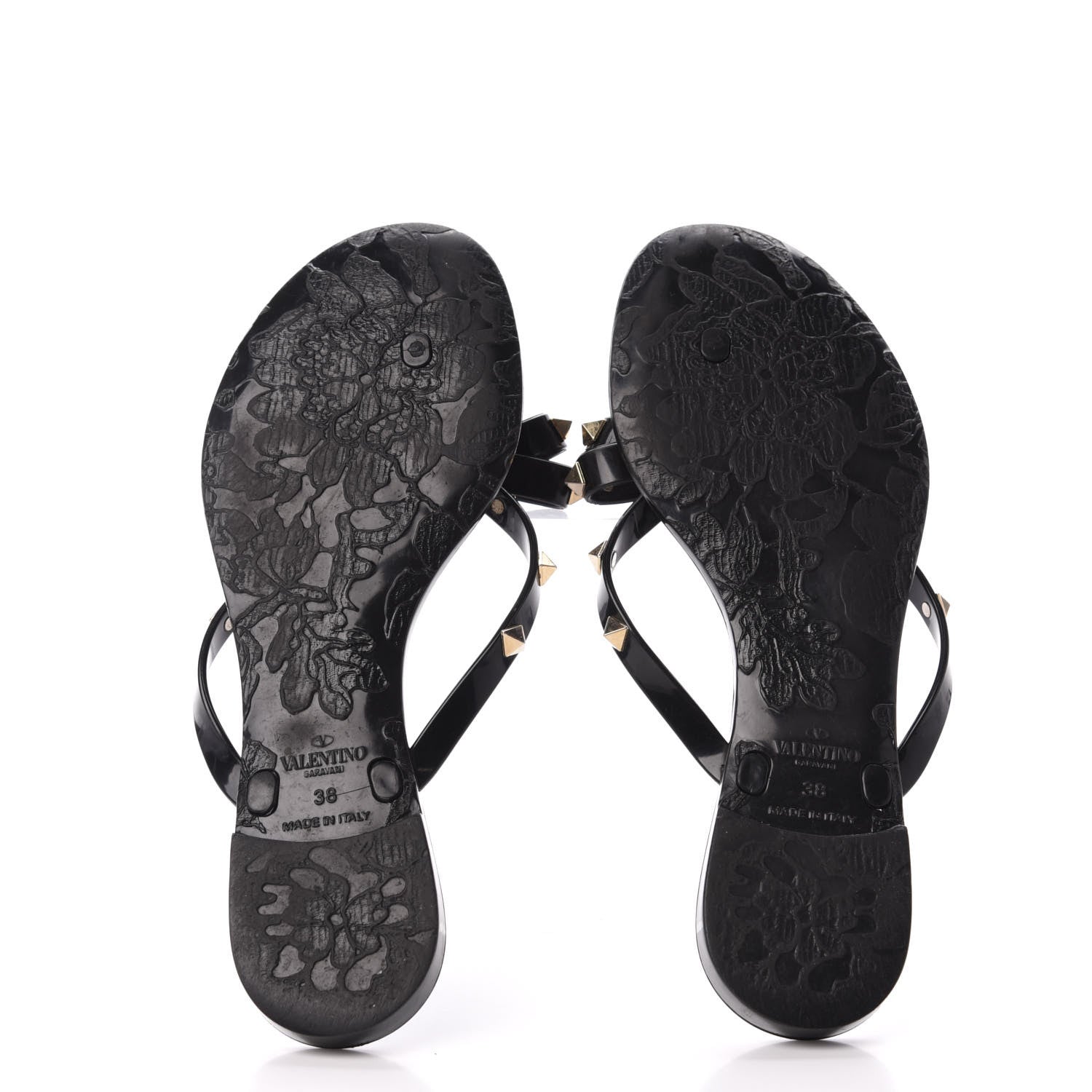 Valentino Garavani PVC Jelly Rockstud Bow Thong Sandals 38 Black 5 of 7
