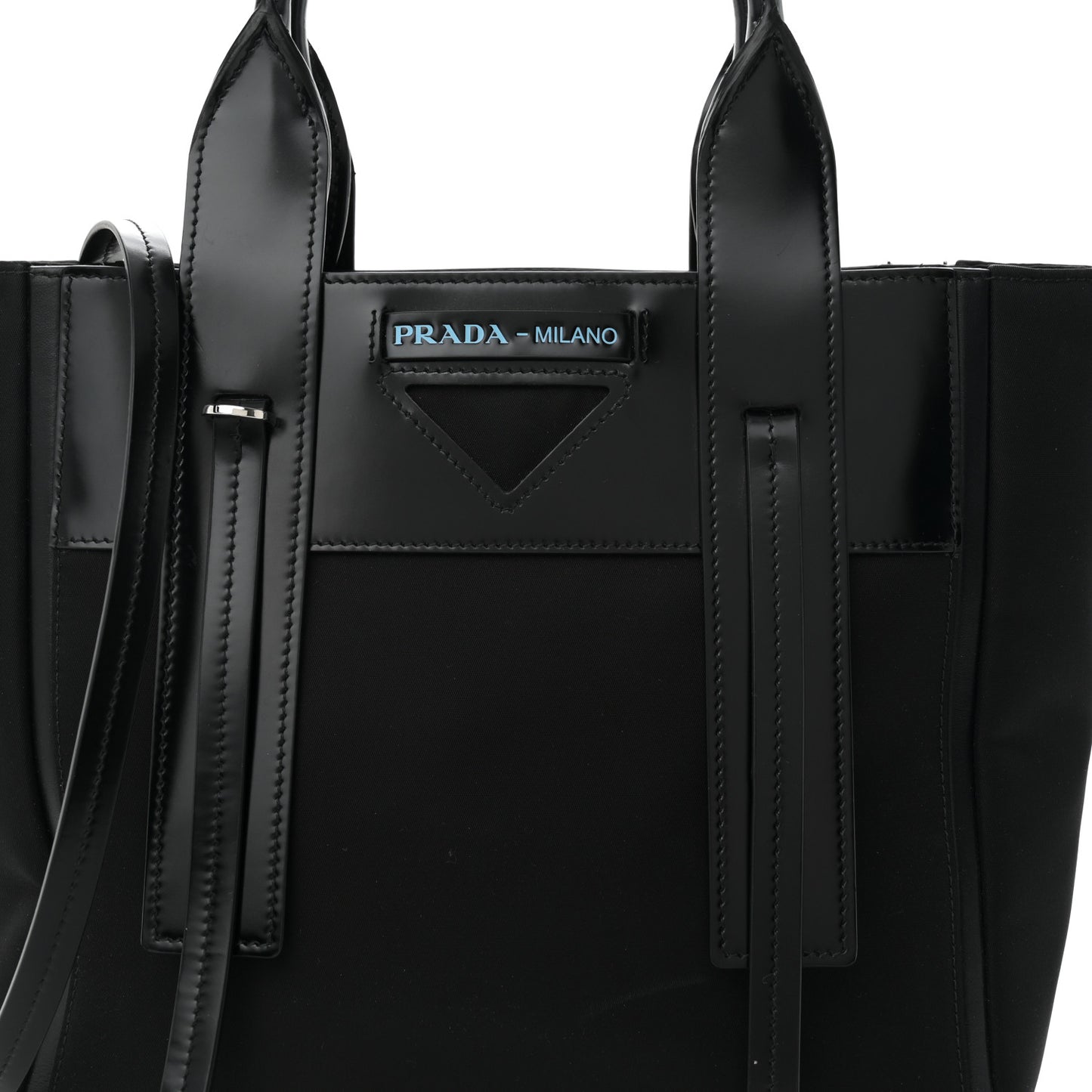 Tessuto Nylon Spazzolato Small Ouverture Top Handle Bag Black