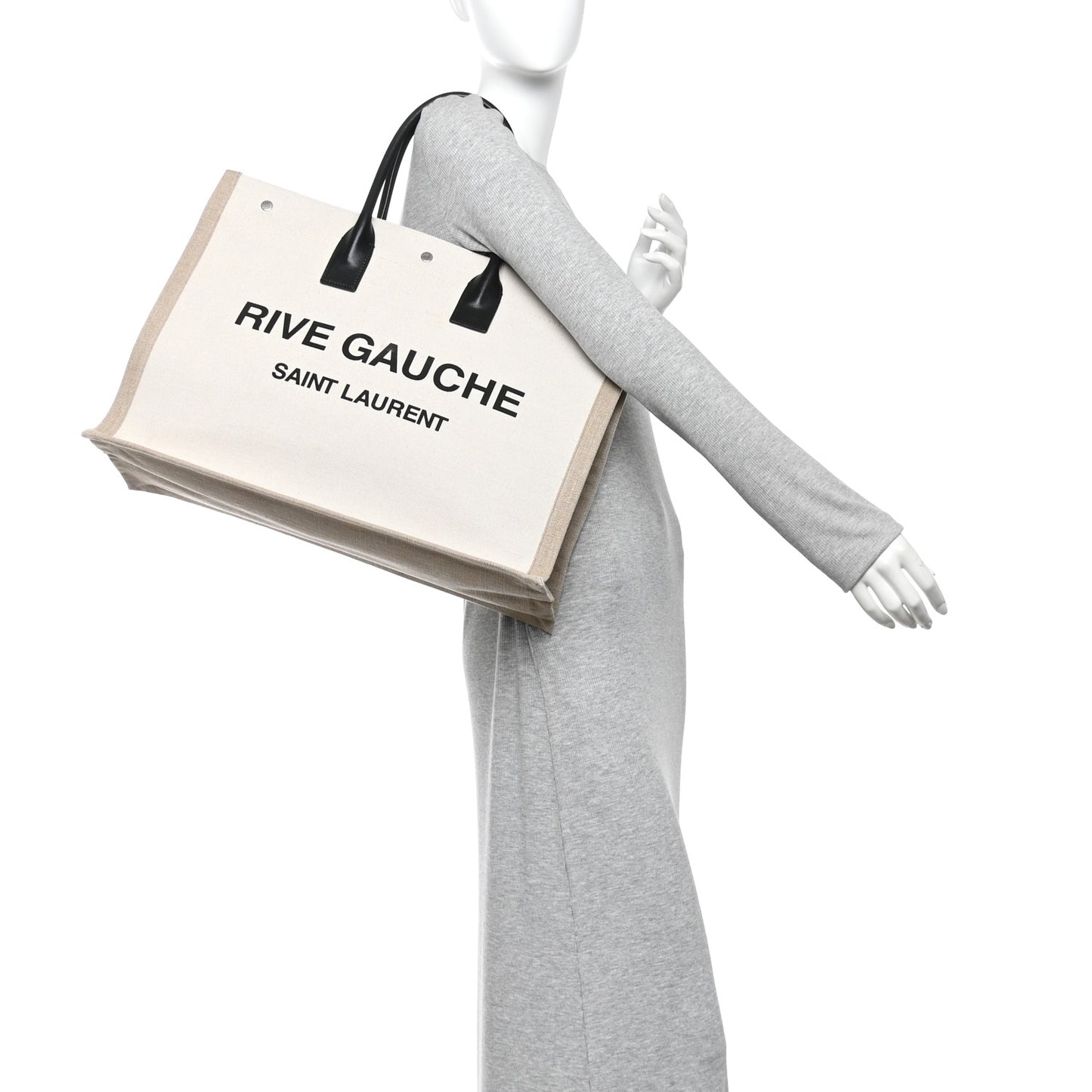 Linen Calfskin Rive Gauche Tote Optic White