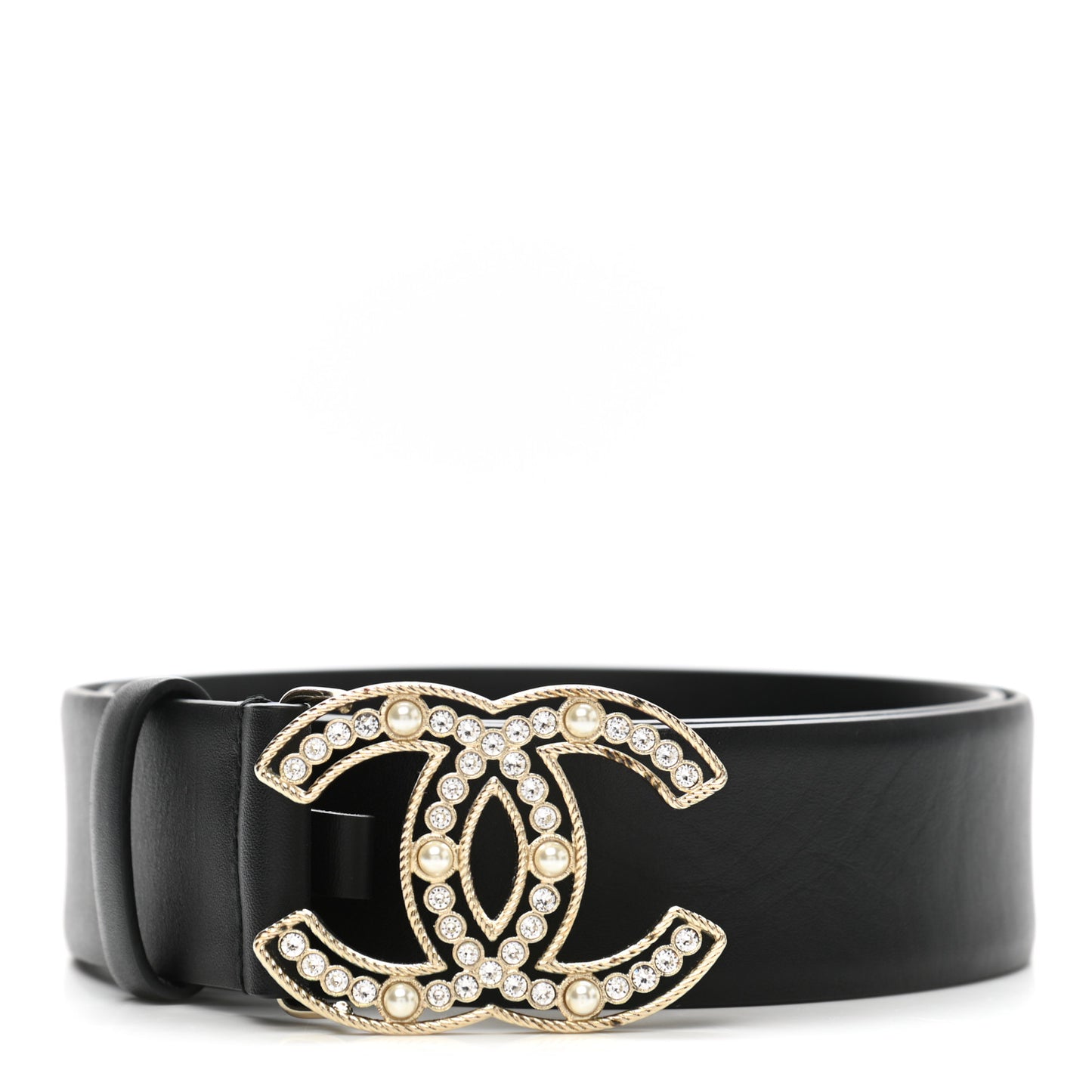 Pearl Crystal Sparkling Pearls CC Belt 80 32 Black