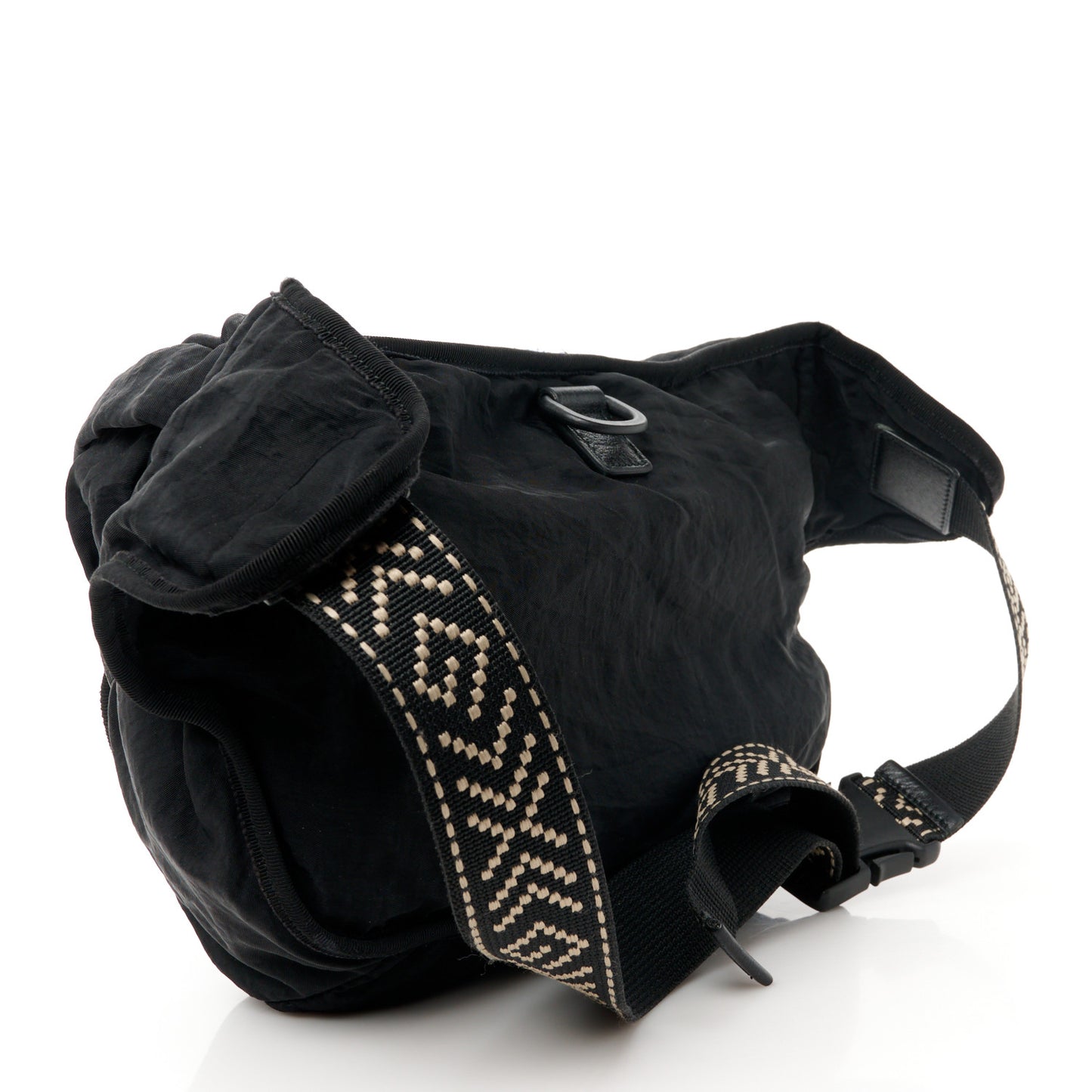 Nylon 80s Logo Patch Belt Bag Black