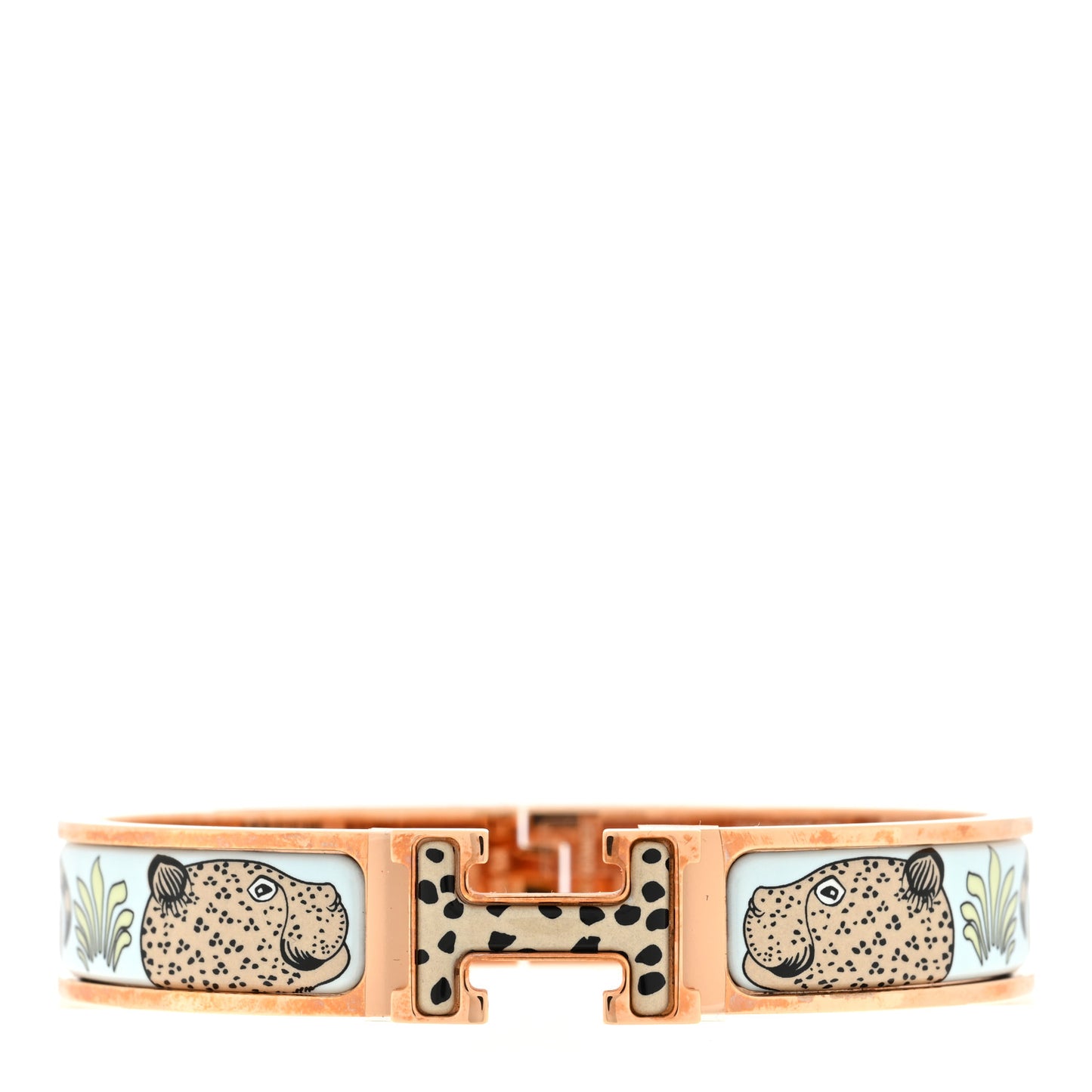 Enamel Printed Narrow Leopards Clic Clac H Bracelet PM Songe Pastel