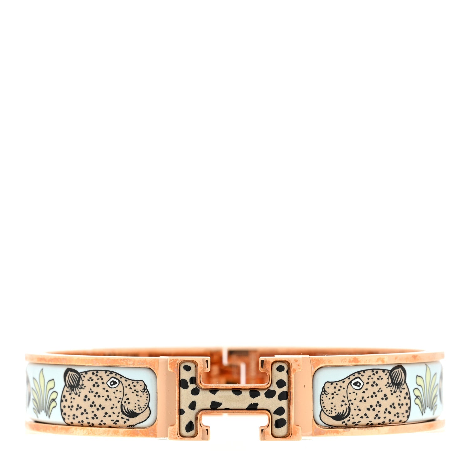 Hermes Enamel Printed Narrow Leopards Clic Clac H Bracelet PM Songe Pastel 1 of 3