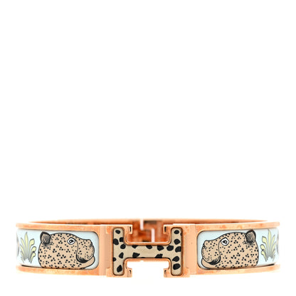 Hermes Enamel Printed Narrow Leopards Clic Clac H Bracelet PM Songe Pastel 1 of 3