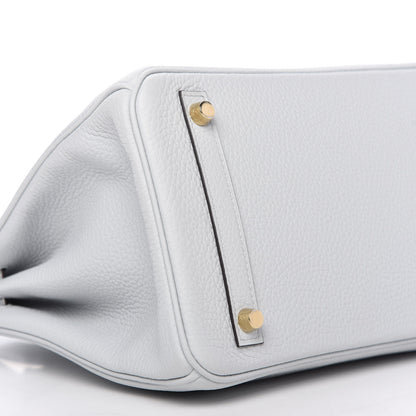 Hermes Taurillon Clemence Birkin 30 Bleu Pale 6 of 11