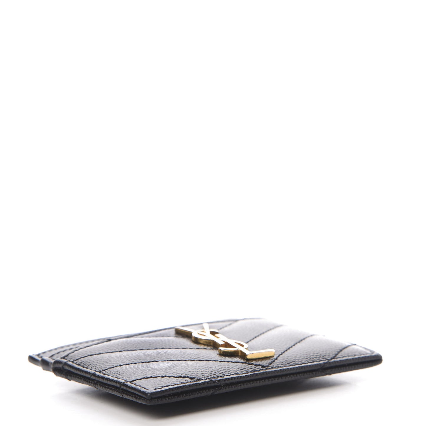 Grain De Poudre Matelasse Chevron Monogram Credit Card Case Black