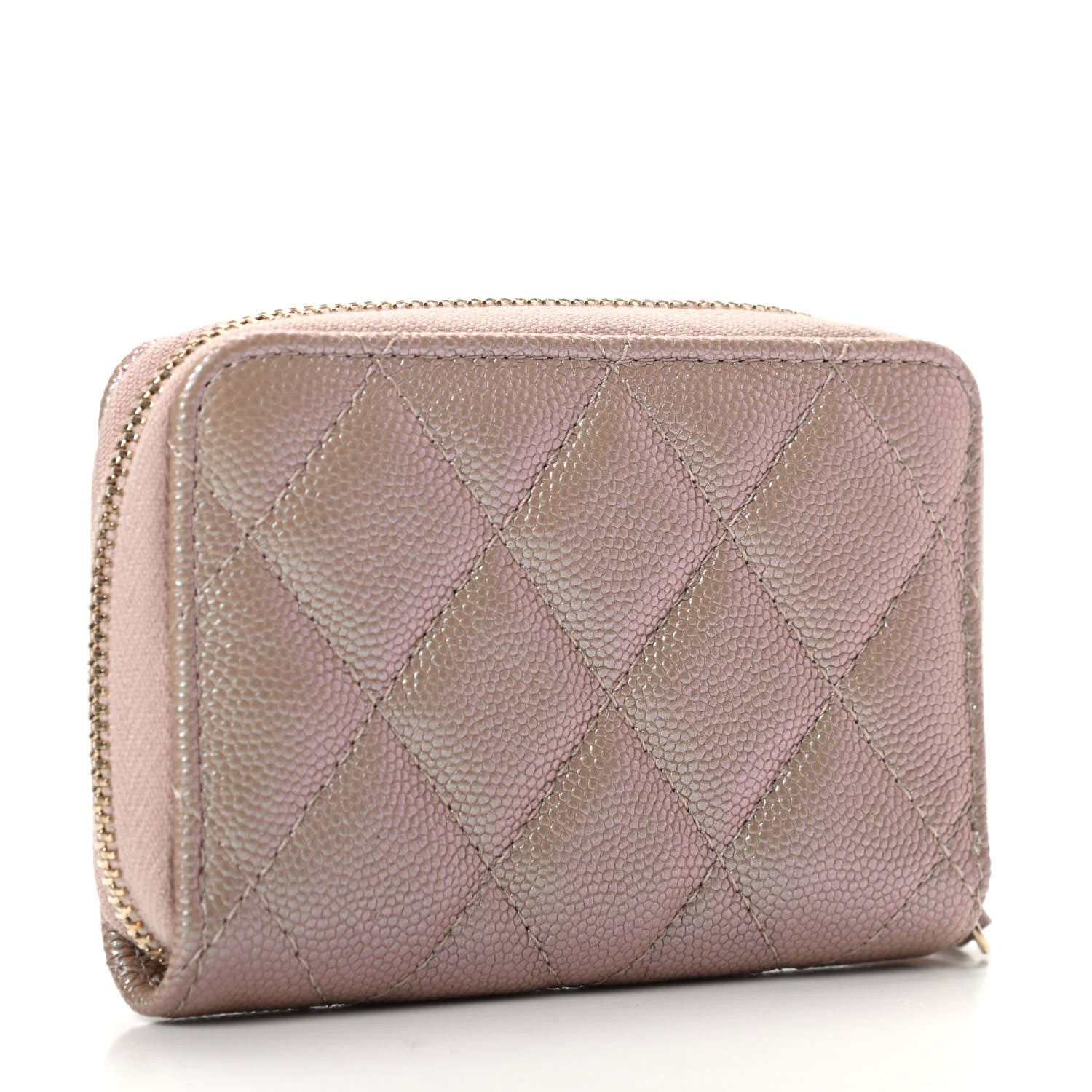 Chanel Iridescent Caviar Quilted Zip Coin Purse Beige 3 of 8